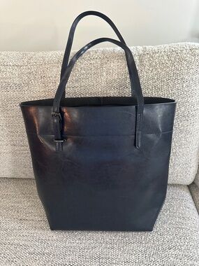 Kattee Navy Blue Leather Tote Bag